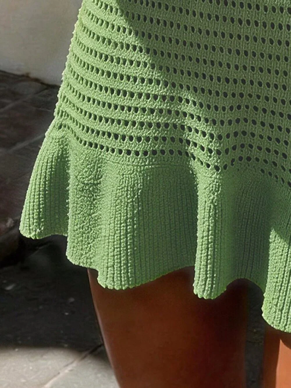 Army Green Casual Women's Sleeveless V-Neck Backless Knit Dress - Picture 6 of 7